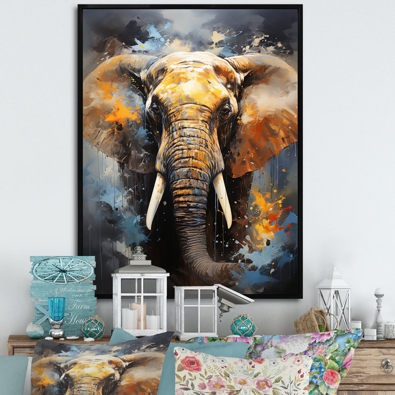 «Elephant Dreams In Colors on», reproduction sur toile, H 32 po x l 24 po x P 1 po, Cadre flottant noir
