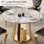 Table de salle à manger ronde en marbre de 47 po, table de cuisine moderne avec plateau en faux marbre ultrabrillant et base en acier inoxydable pour la salle à manger, cuisine (table seulement)-1459791310