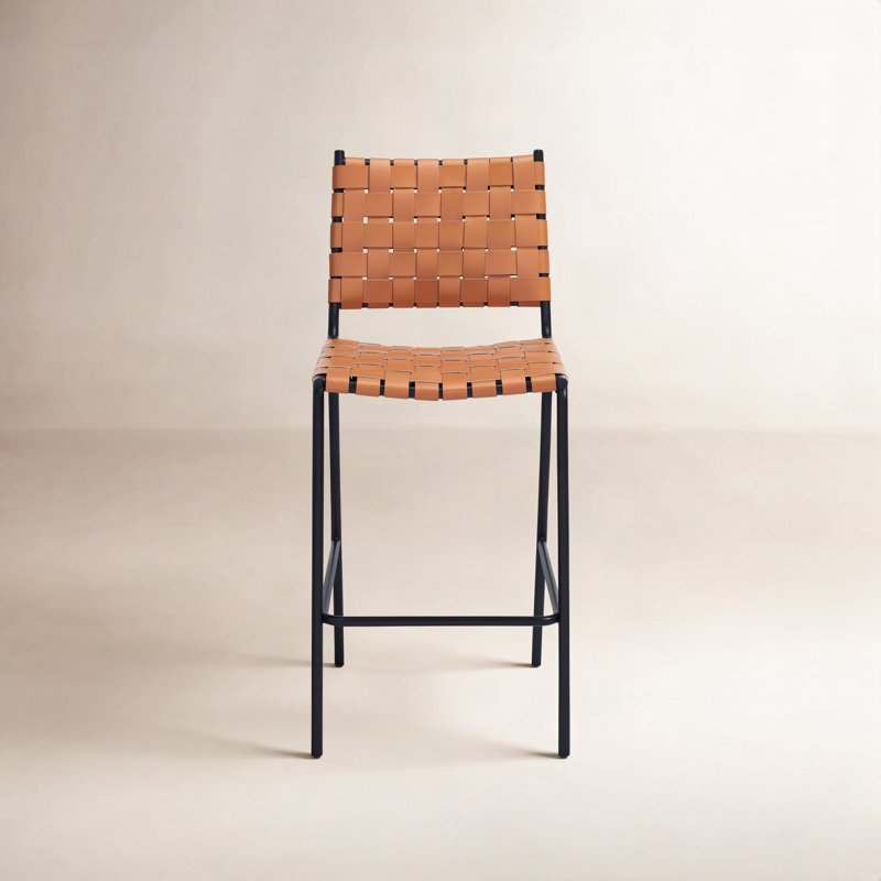 Ryland Upholstered Counter Stool with Metal Frame, Brown, Black