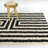 Philbin Cream Striped Shag Area Rug-1948766037