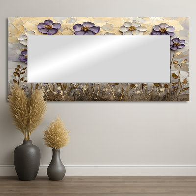 Zinnias Lavender Fantasy Field - Art mural miroir décoratif floral - imprimé sur métal