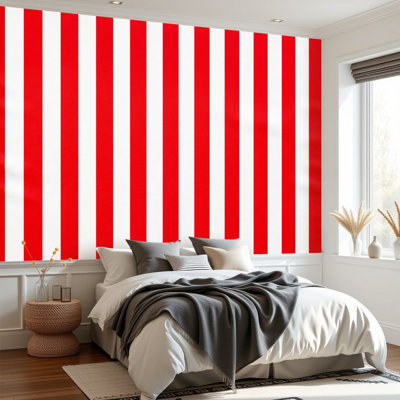 Wall Mural Peel and Stick Wallpaper Close up red white striped Self-Adhesive Removable Contact Paper Wall Decor for Living Room Bedroom 69"H x 96"W