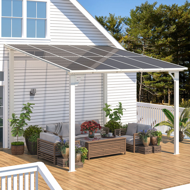 Pergola en aluminium avec auvent, 10 pi x 10 pi, Blanc
