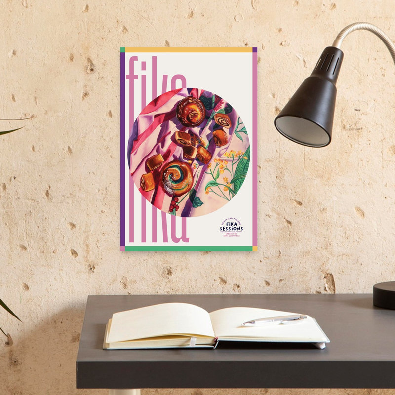 «Vibrant Morning Pastries Abstract Contemporary Rose Flower Landscape», art mural, H 18 po x l 12 po
