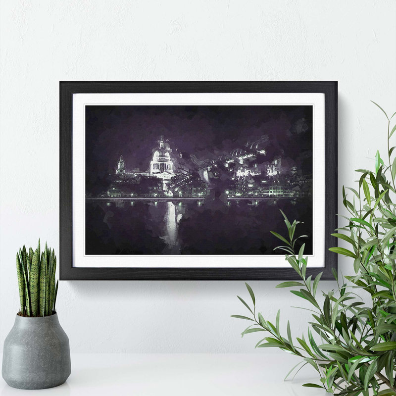 St Pauls Cathedral in London in Abstract - Picture Frame Graphic Art Print, 62cm H x 87cm W x 2cm D, Black Framed
