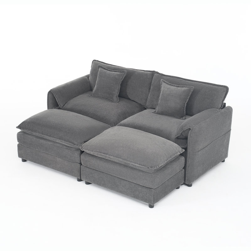 Canapés modulaires peu encombrants, chenille de qualité supérieure, design gris moderne pour les espaces de vie