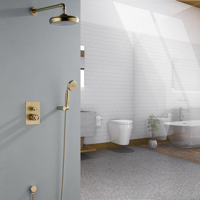 Système de douche complet avec valve brute, Or