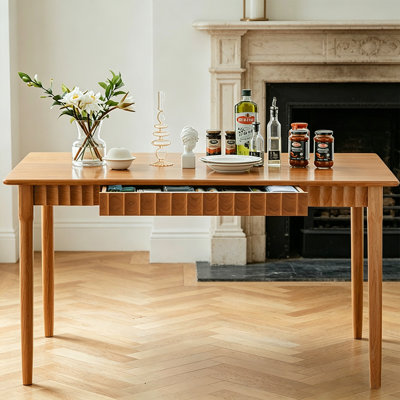 Cherry wood color Rectangular Solid Wood Dining table