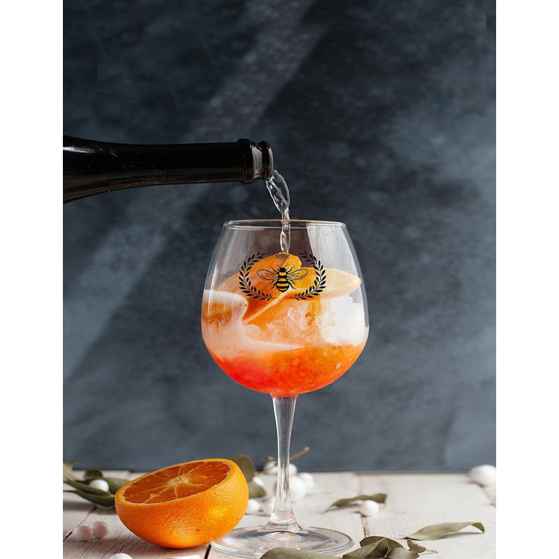 Bee In Crest Stemmed Wine Goblet