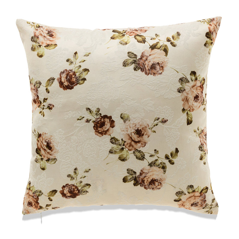 Muted Tone Textured Rose Pattern Pillow Cover