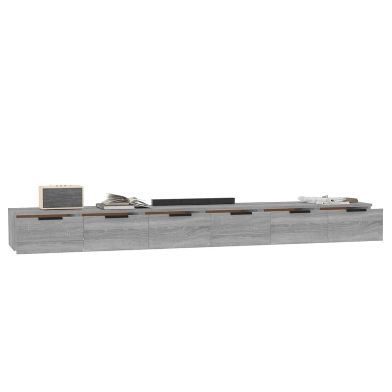 6 Piece Floating Shelf, Grey Sonoma