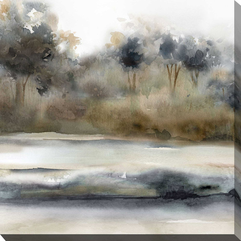 Silent River par Carol Robinson - Peinture, L 18 po x H 18 po, Toile tendue