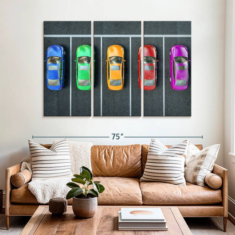 Mehar Colorful Parked Cars, 36" H x 57" W