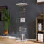 Vitrine, verre, 4 tablettes avec une porte-1966659472