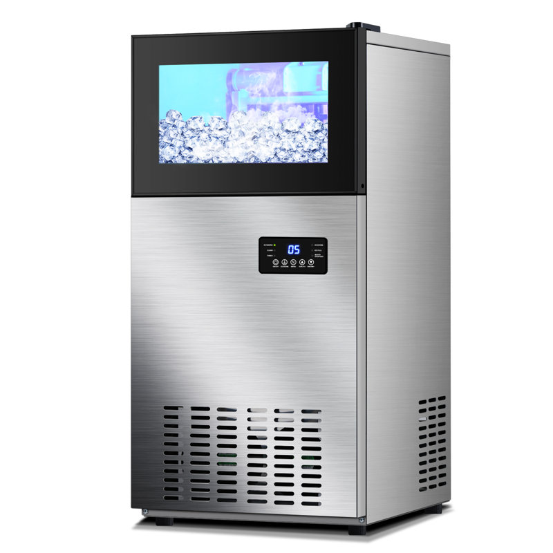 160 lb. Daily Production Stainless Steel Undercounter/Freestanding Ice Maker with Clear Cube Ice, Stainless Steel