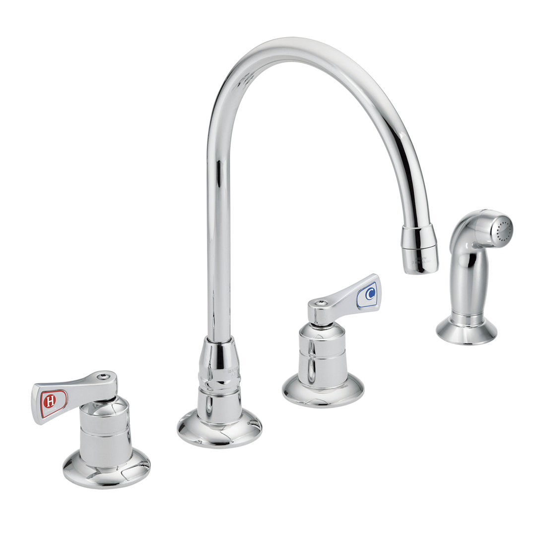 M-Dura Double Handle Kitchen Faucet with Side Spray Moen