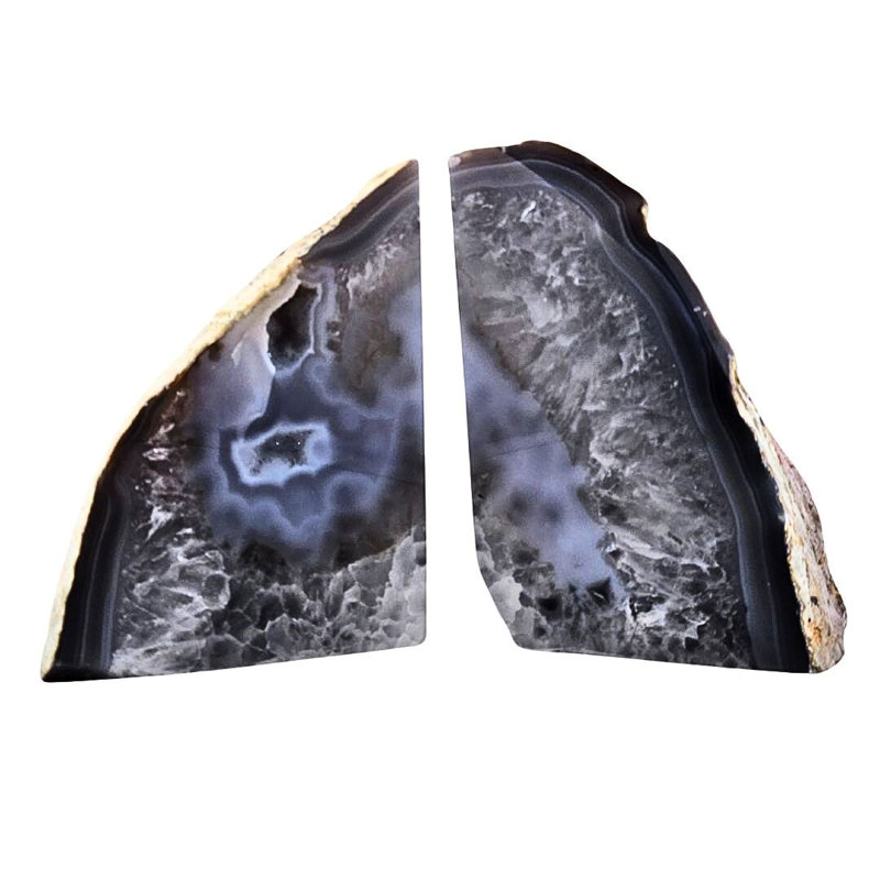 Eternity Agate Large Pair Bookends |  Grey, 7.5" H x 5" W x 8.5" D