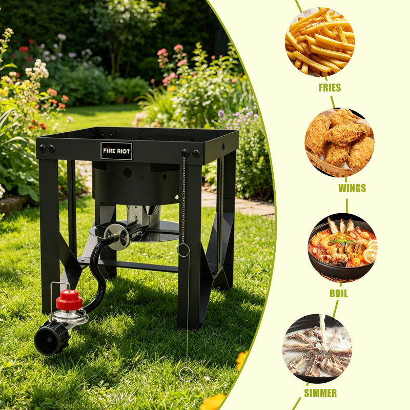 50,000 BTU High-Power Propane Burner Outdoor Stove, Heavy-Duty Single Burner Cooker for Turkey Frying, Camping, and Backyard Cooking