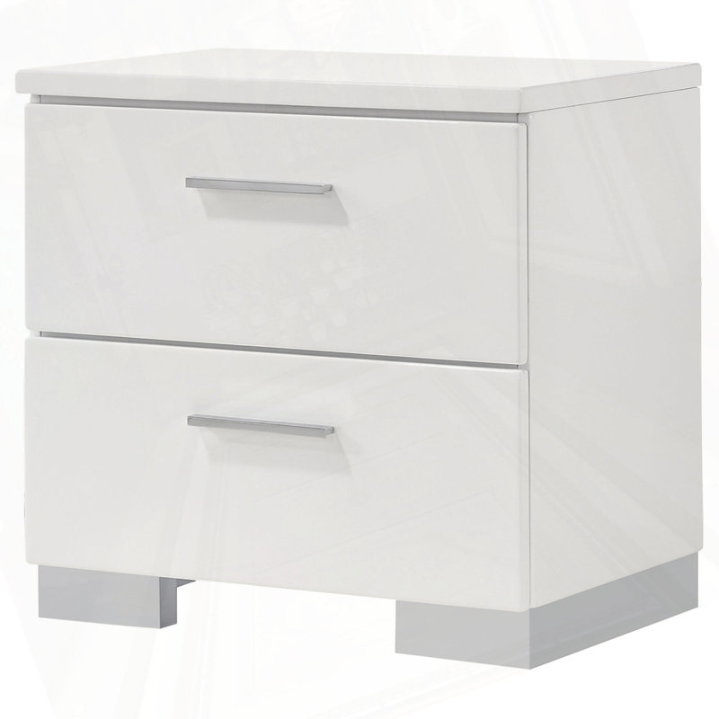 White High Gloss 2-Drawer Nightstand