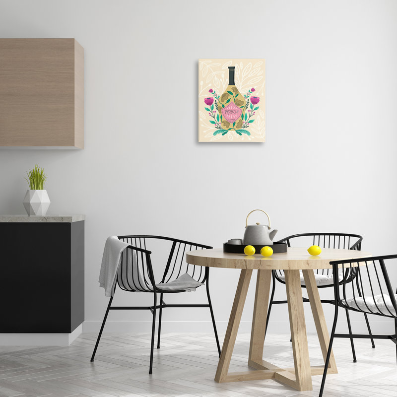  Art mural chic sur toile avec bouteille d'alcool chic par Louise Allen Designs, H 20 po x l 16 po