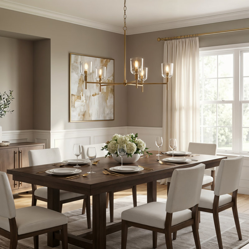 Thom Filicia Hartley Dining Room Chandelier With Clear Shade, 23.5" H x 24" W x 24" D, Aged Iron, 3 Lights