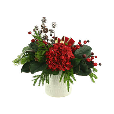 The Holiday Aisle Mixed Floral Arrangement, Red