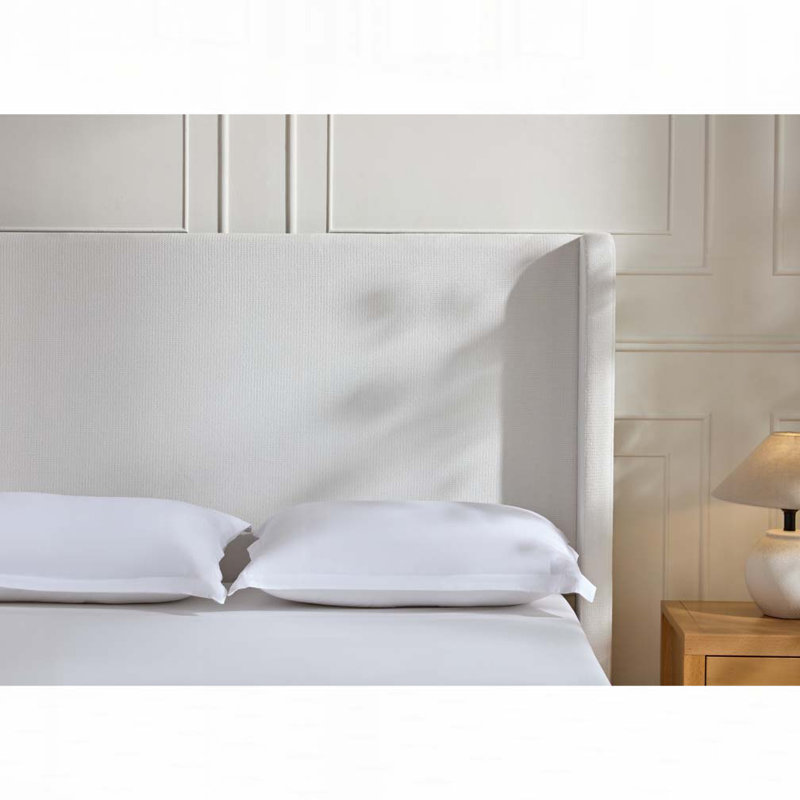 Chenille Upholstered Wingback Bed, Cream White, King