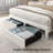 Wingback Upholstered Bed Frame with Galaxy Star Projector Speaker USB, Drawers and Storage Headboard-681121616-689939974