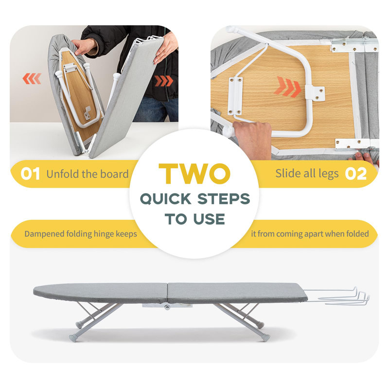 Small Ironing Board Tabletop With Iron Rest, Foldable Mini Iron Board With Cotton Cover,Folding Portable Travel Ironing Table For Spacing Saving 32"X12"