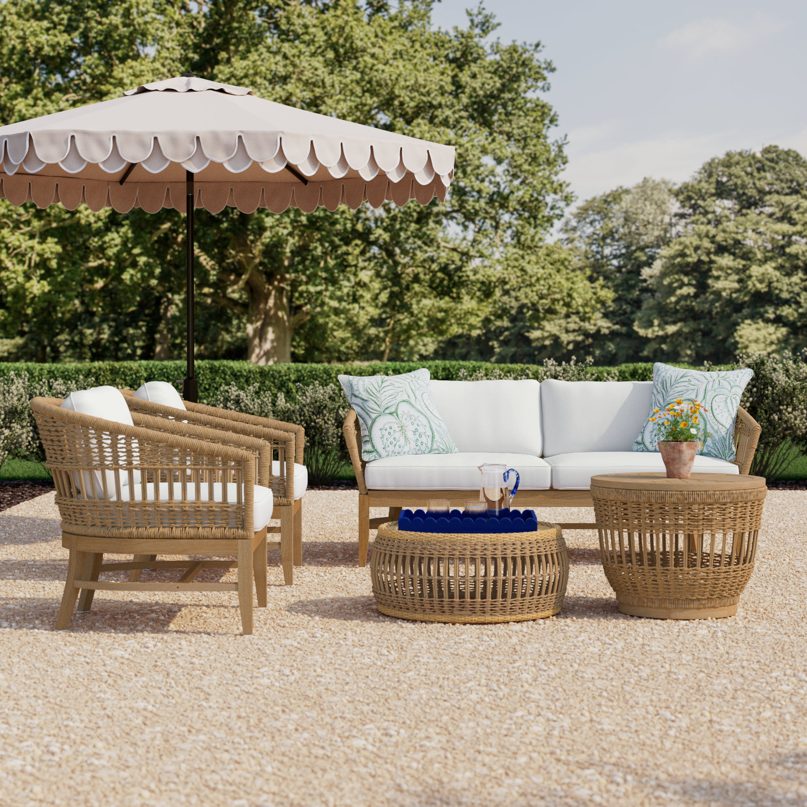 Dunkirk 5 Piece Sofa Seating Group with Sunbrella Cushions