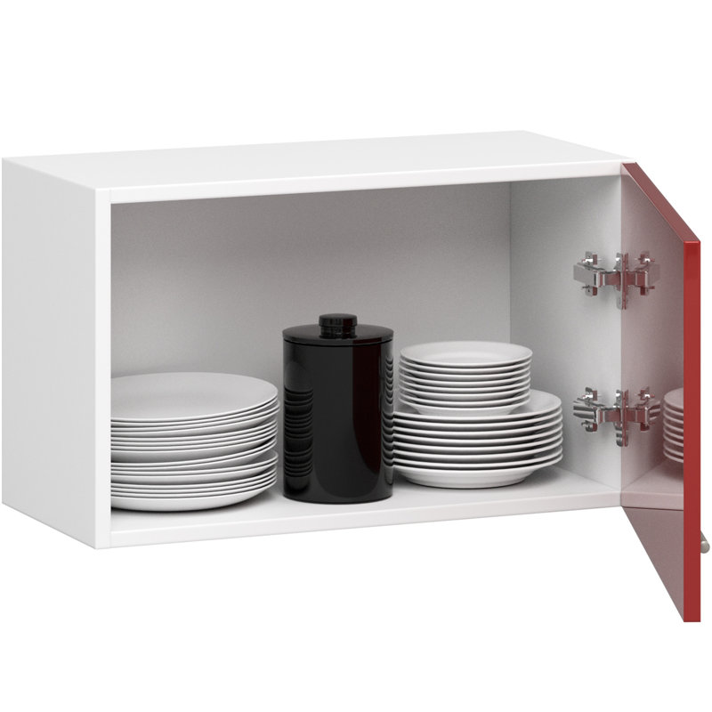 Wall mounted kitchen cabinet for cooker hood OLIWIA white, red gloss Base Unit