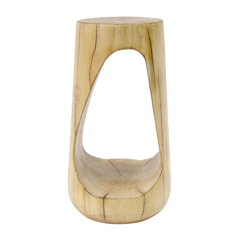 Outdoor Side Table,Hollow Design End Table,Patio Garden Stool Table,Decorative Accent Table For Patio Balcony Beach Pool Side,Lightweight Concrete,Wood Like Texture