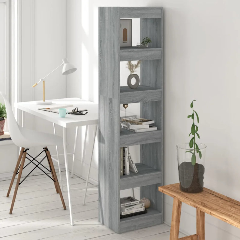 Gelt Manufactured Wood Etagere Bookcase, 166cm H x 40cm W x 30cm D, Sonoma Grey