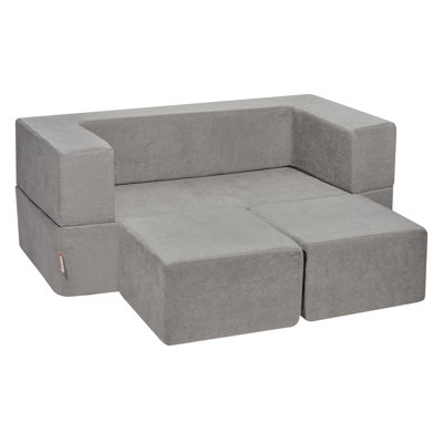 Modular Kids Play Couch 4Pcs DIY Creative Child Sectional Sofa Dark Grey