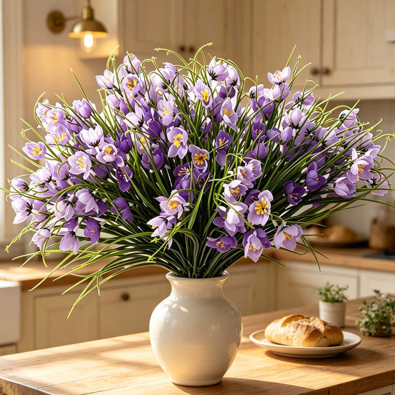 15 faisceaux de fleurs artificielles de fausses fleurs de magnolia résistantes aux rayons UV et à la décoloration, Mauve
