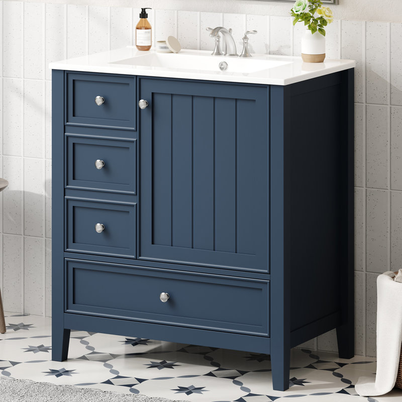 Meuble-lavabo 36 po avec lavabo, Bleu