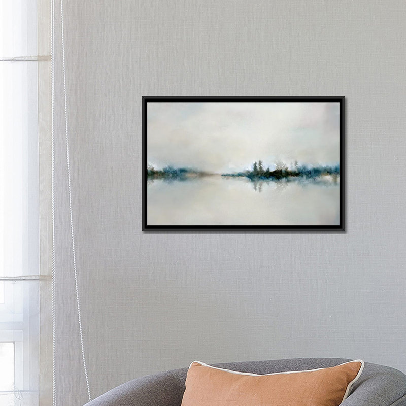 " Calm Morning " by Nan, 18" H x 26" W x 1.5" D, Black Floater Framed Canvas, No Mat