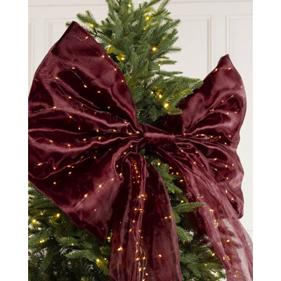 Pre-Lit Large Navy Christmas Bow Lights, 150cm