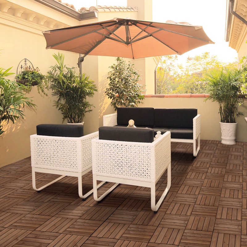 30cm L x 30cm W Interlocking Wood Deck Tile (Set of 27), Brown