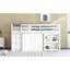 Lit mezzanine simple avec finition blanche et grand bureau - armoire, tiroir, tablette, coffre-fort escamotable et fonctionnel-117539406