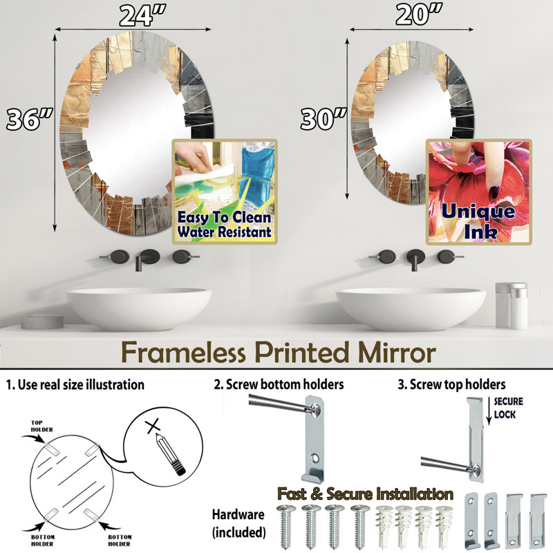 Miroir mural Wida, 30 po x 20 po