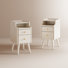 Set Of 2 Narrow Solid Wood Nightstands With 2 Drawers Each
