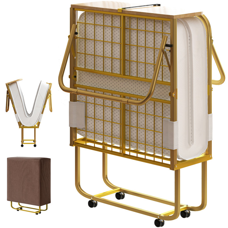 31" Portable Rollaway Folding Bed with 5" Foam Mattress & Lockable Wheels, Short Full