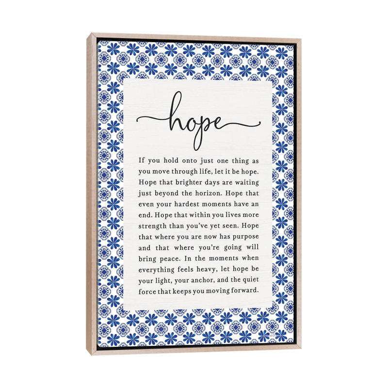Hope 1 Piece Wall Art on Canvas, 101.6 cm H x 66.04 cm W x 4.445 cm D, Natural Wood
