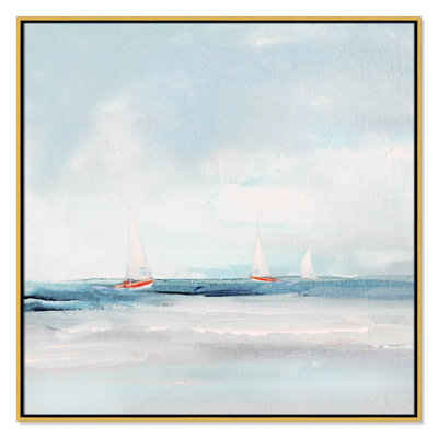 Caribbean Sail by Sally Swatland - Floater Frame Print on Canvas
