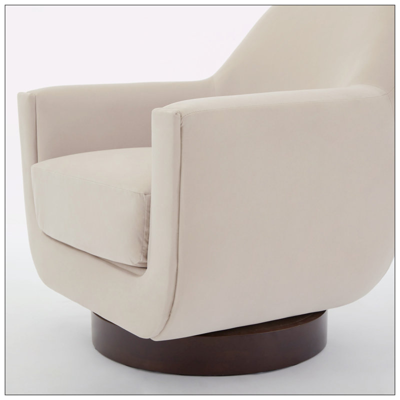 Fauteuil demi-tonneau pivotant de 30,90 po Mercersville, Velours beige