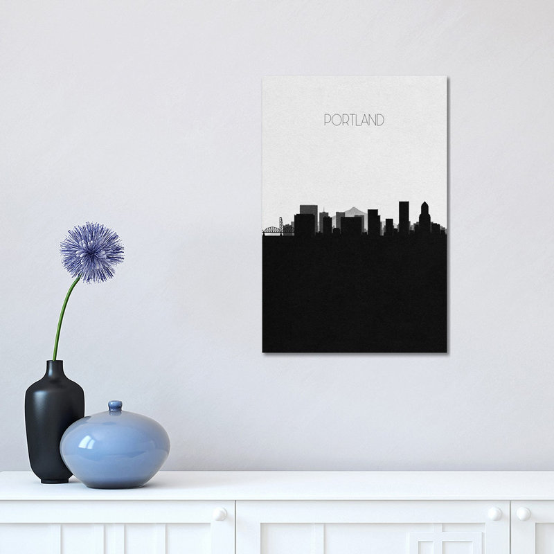Portland, Oregon City Skyline by Ayse Deniz Akerman - Wrapped Canvas Gallery-Wrapped Canvas Giclée, 30.48 cm H x 45.72 cm W