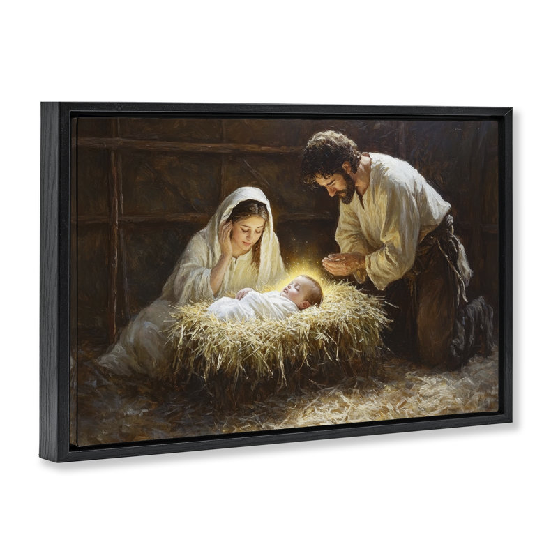 Cadre flottant Christ Nat Born, Cadre flottant noir de jais, H 17 po x l 25 po