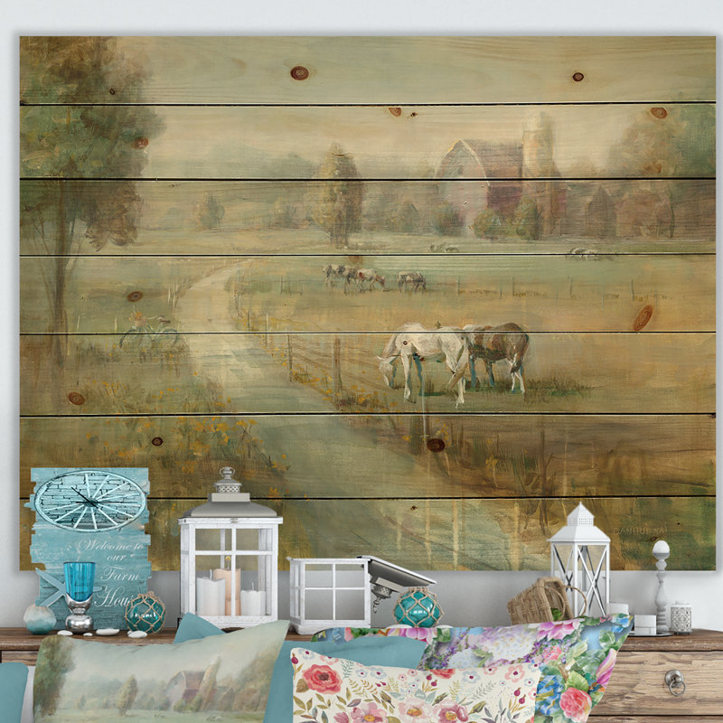 Farmhouse Tranquil Country Field - impression sur bois, H 36 po x l 46 po x P 1,5 po