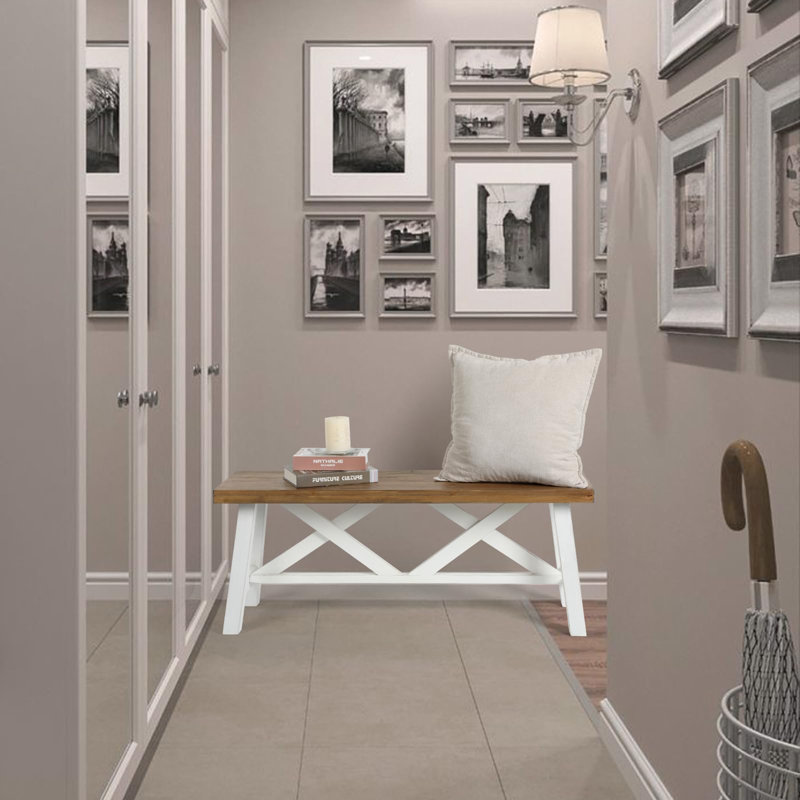 Farmhouse Wood Bench, White